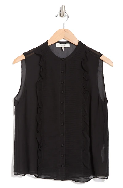 Sleeveless Ruffle Silk Shell Top