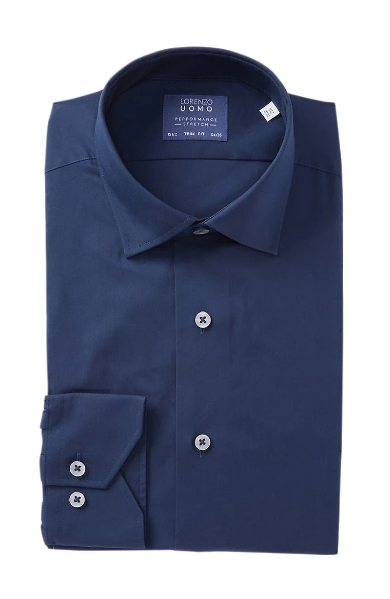 Travel Cotton Stretch Trim Fit Dress Shirt