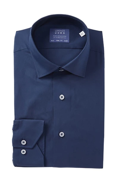 Travel Cotton Stretch Trim Fit Dress Shirt