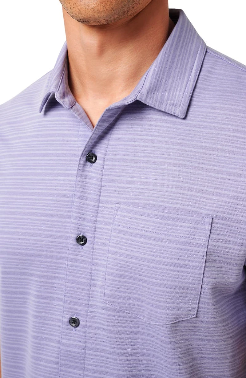 Tip to the City Short Sleeve Cotton Blend Button-Up Shirt