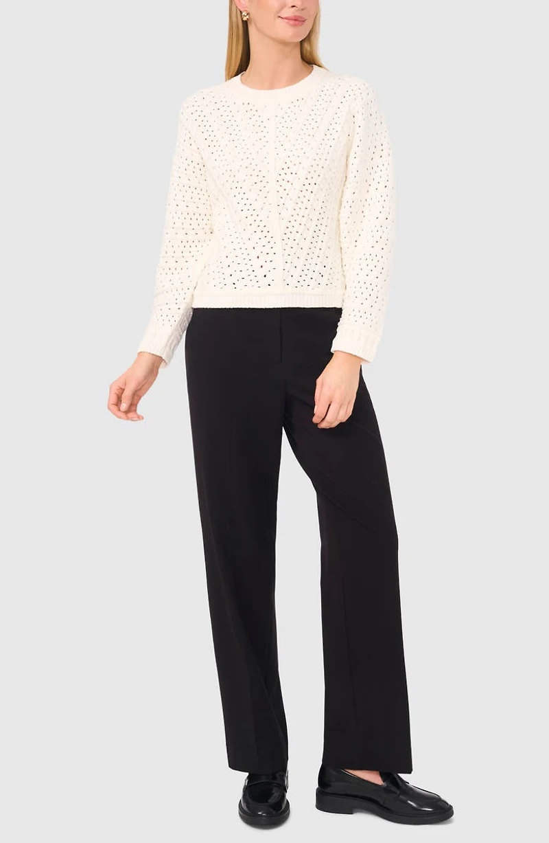 Pointelle Crewneck Sweater