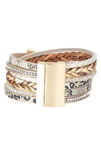 Embossed Faux Leather Buckle Bracelet