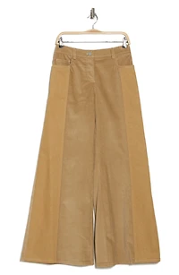 Contrast Panel Wide Leg Pants