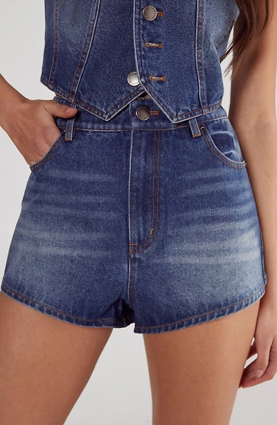 Faux Pearl Trim Denim Shorts