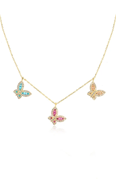 14K Gold Plated CZ Butterfly Necklace
