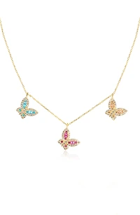 14K Gold Plated CZ Butterfly Necklace