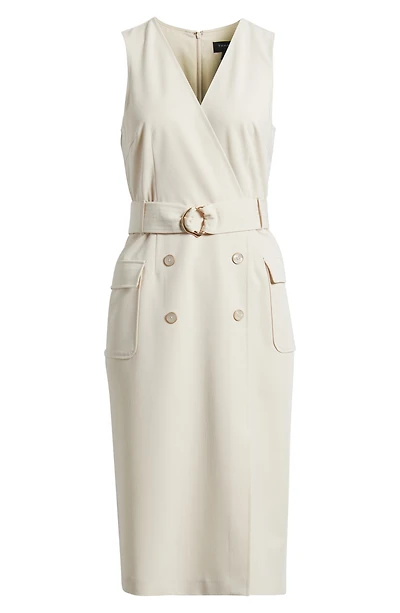 Belted Sleeveless Faux Wrap Dress