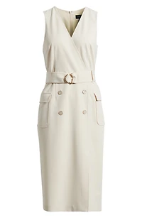 Belted Sleeveless Faux Wrap Dress