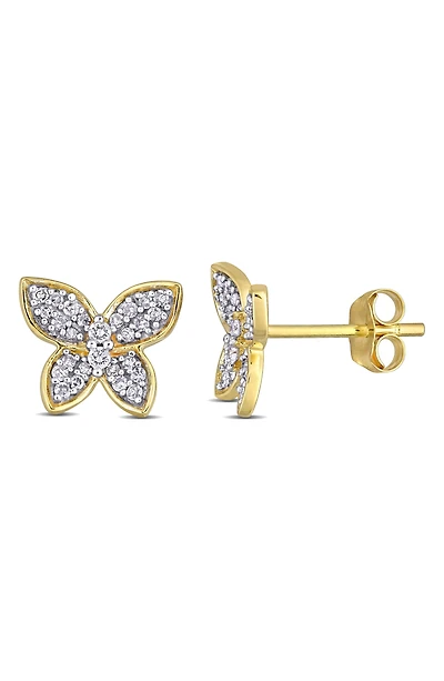Pavé Diamond Butterfly Stud Earrings - 0.20ct.