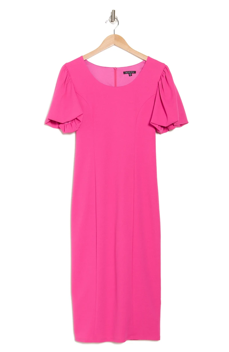Puff Sleeve Scuba Knit Dress