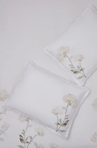 White Hydrangea Embroidery Cotton Duvet Cover Set