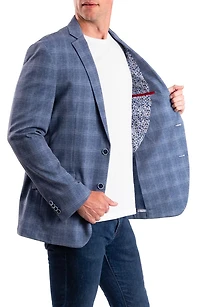 Blue Plaid Knit Sport Coat