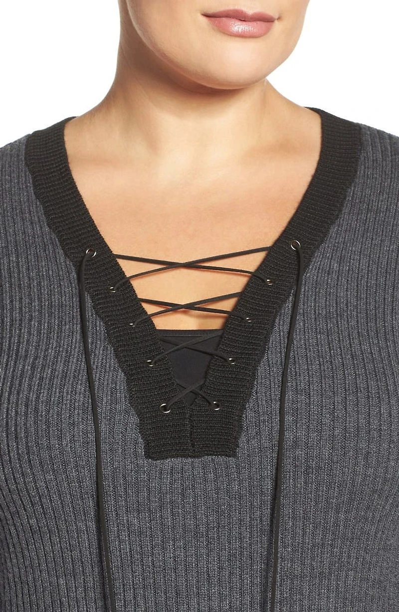 Amity Merino Wool Lace-Up Sweater