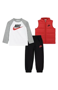 Kids' Logo Puffer Vest, T-Shirt & Fleece Joggers Set