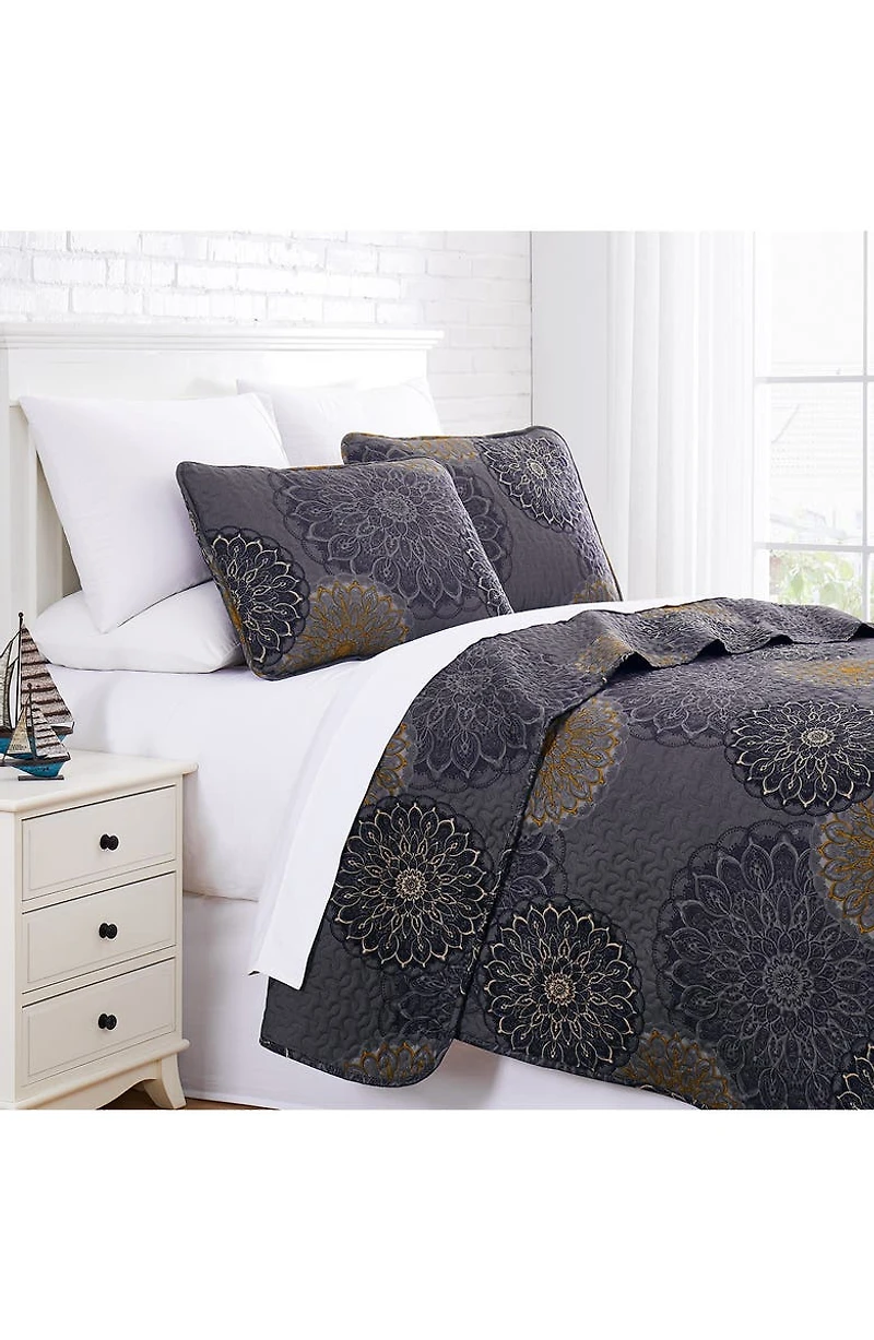 Midnight Floral Oversized Quilt Cover Set - Blue King/California King