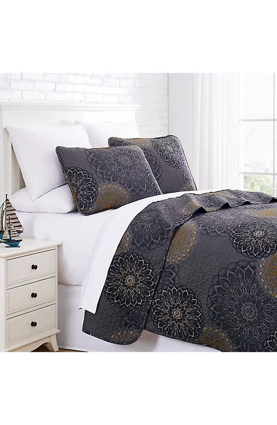 Midnight Floral Oversized Quilt Cover Set - Blue King/California King