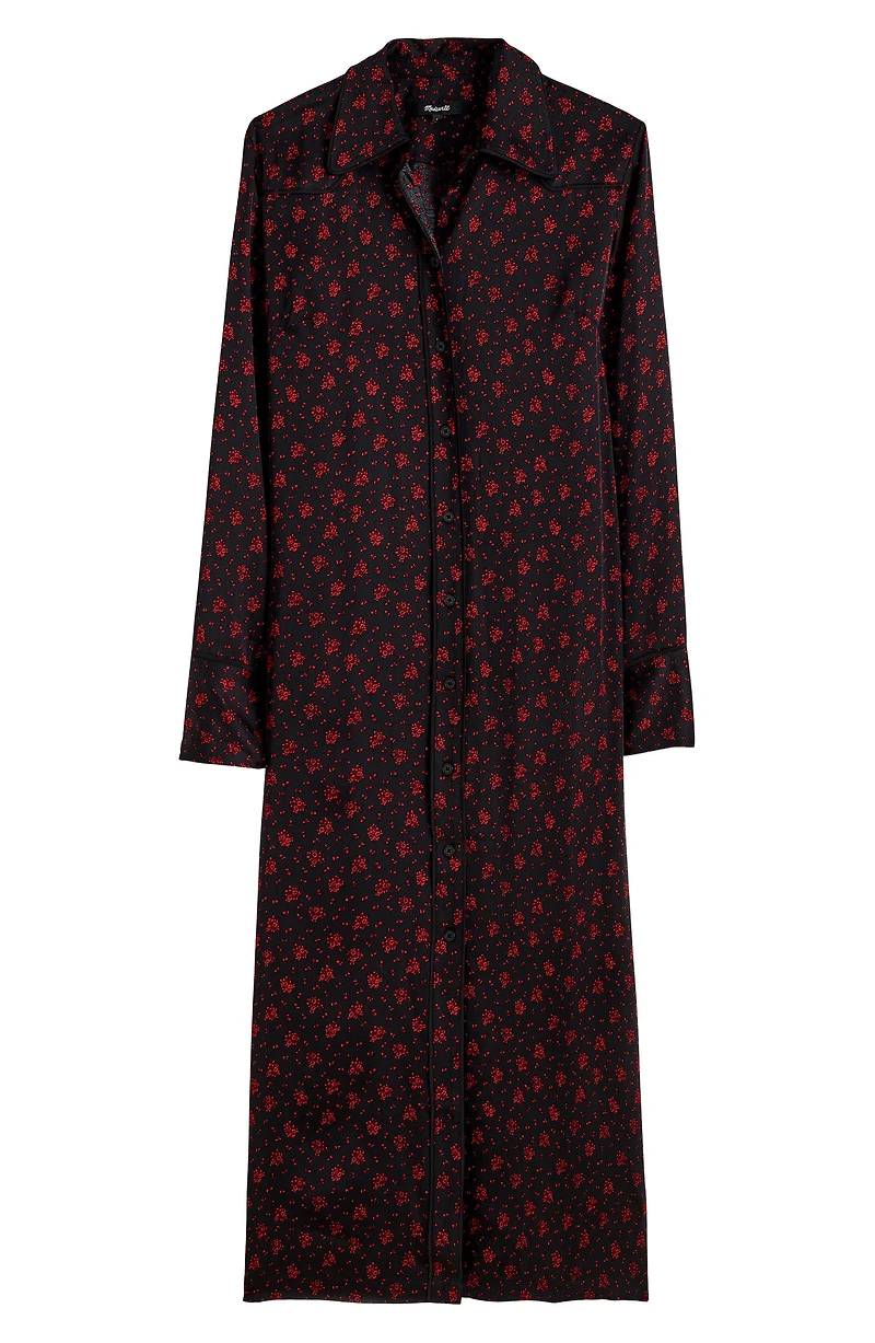 Floral Long Sleeve Button Front Midi Shirtdress