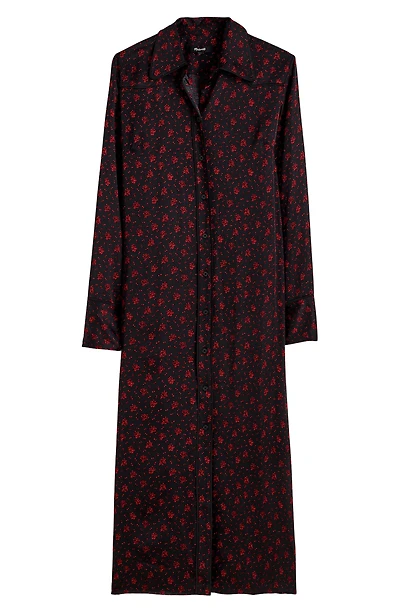 Floral Long Sleeve Button Front Midi Shirtdress