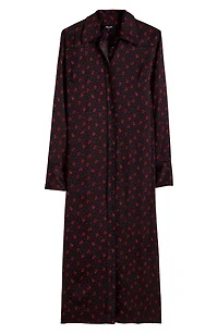 Floral Long Sleeve Button Front Midi Shirtdress