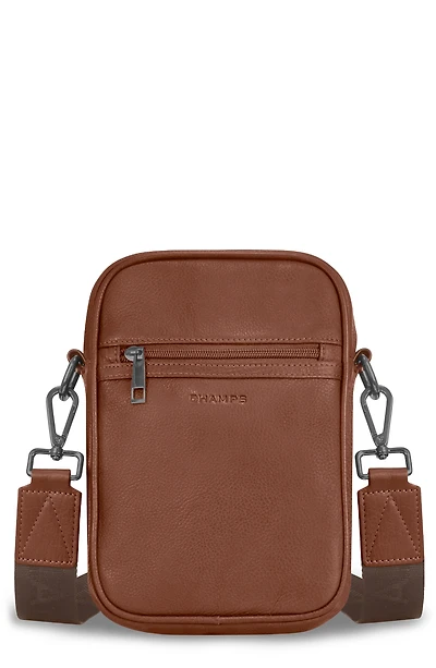 Onyx Leather Vertical Crossbody Bag