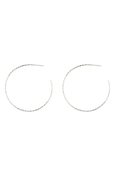 Sterling Silver Hammered 2.25" Hoop Earrings