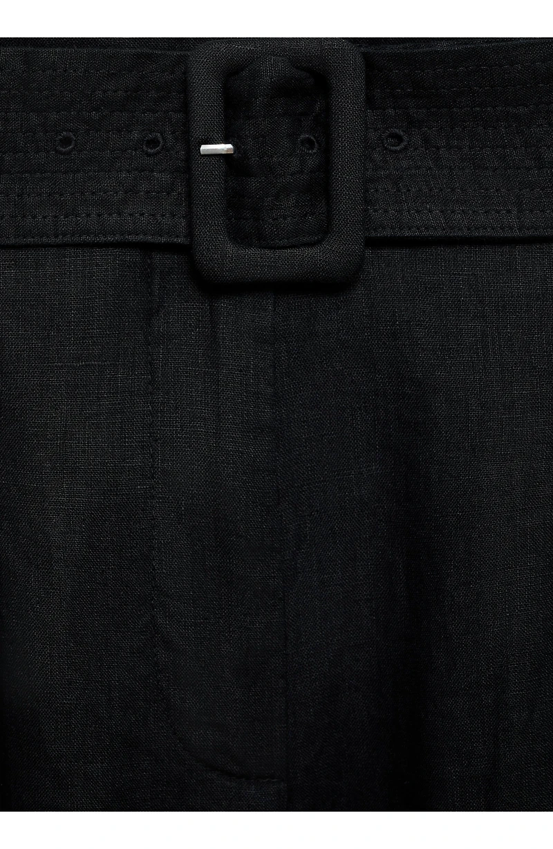 Samari Belted Linen Bermuda Shorts