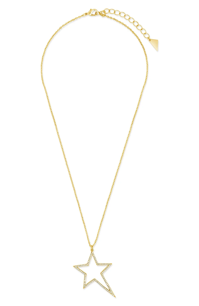 Statement Cubic Zirconia Star Outline Pendant Necklace
