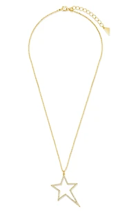 Statement Cubic Zirconia Star Outline Pendant Necklace