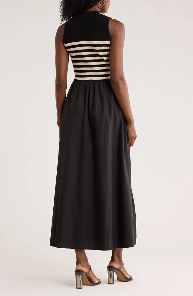 slim fit dress slacks Navy and Off White Knit Top Midi Dress