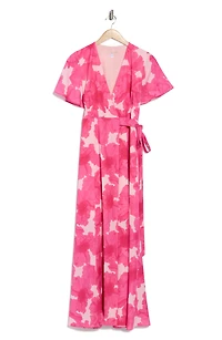 Flutter Sleeve Maxi Wrap Dress