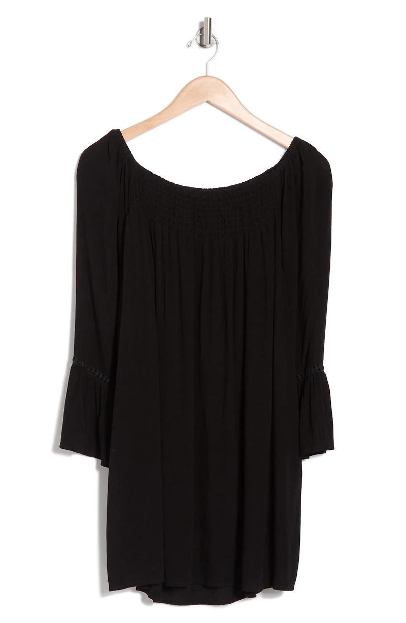 Smocked Bell Sleeve Blouse