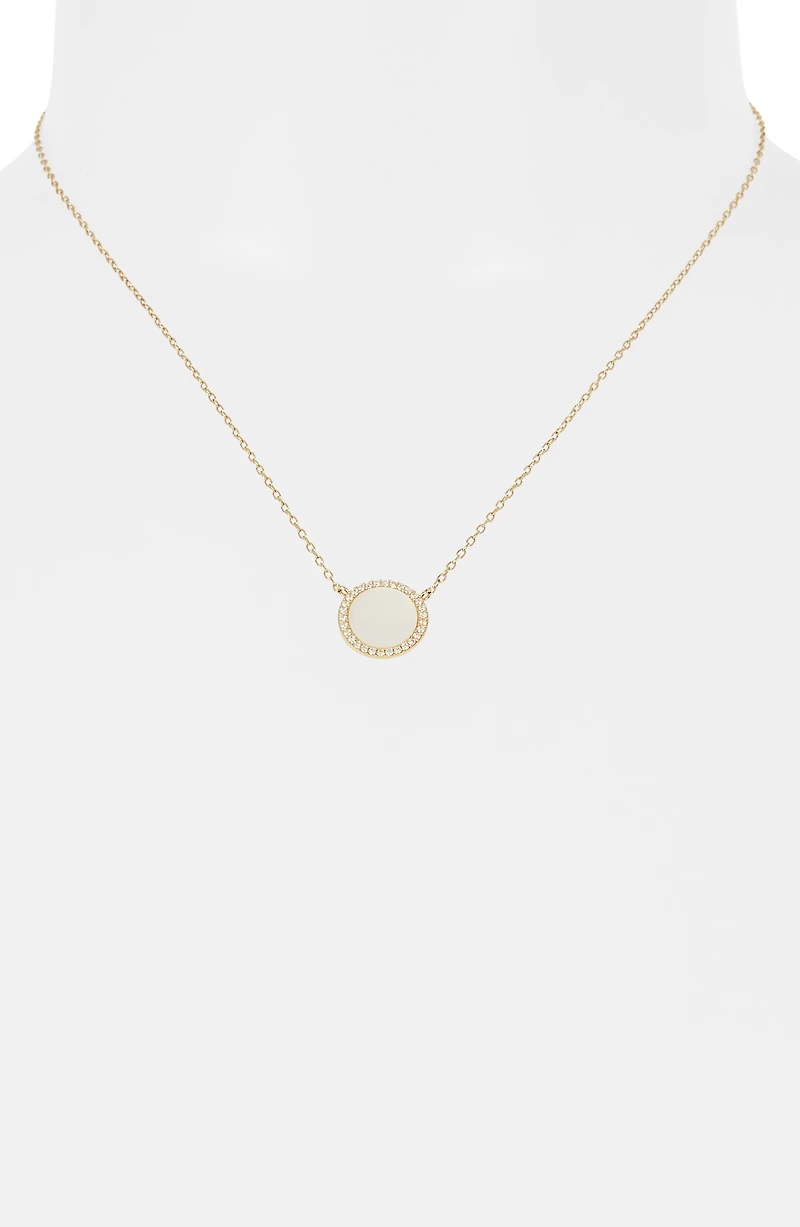 Mother-of-Pearl Disc Pendant Necklace
