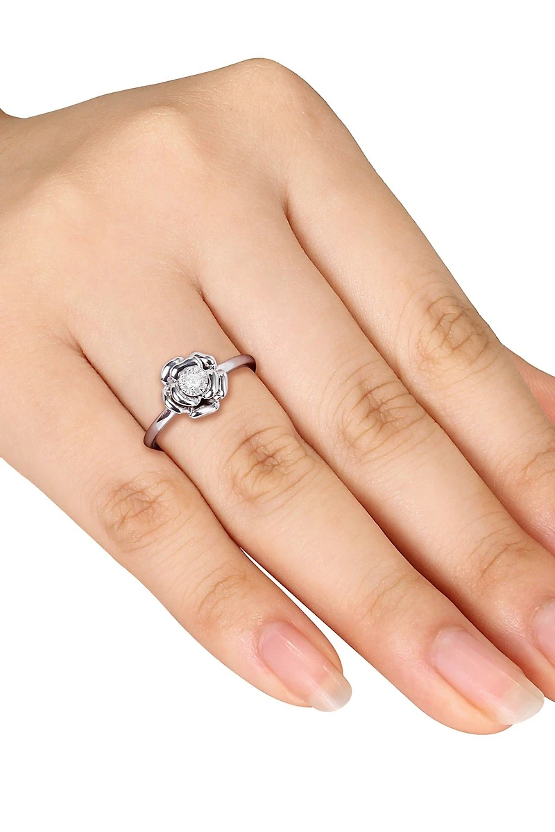 Diamond Flower Ring - 0.05 ctw