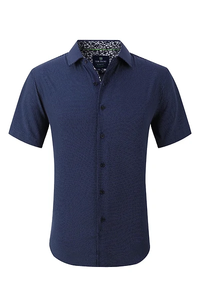 Slim Fit Short Sleeve Performance Stretch Button-Up Shirt