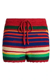 Stripe Cotton & Linen Knit Shorts