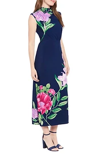 Mock Neck Cap Sleeve Sheath Dress