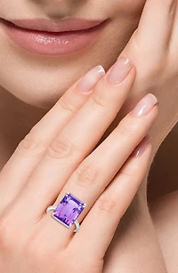 Sterling Silver Amethyst & White Topaz Ring