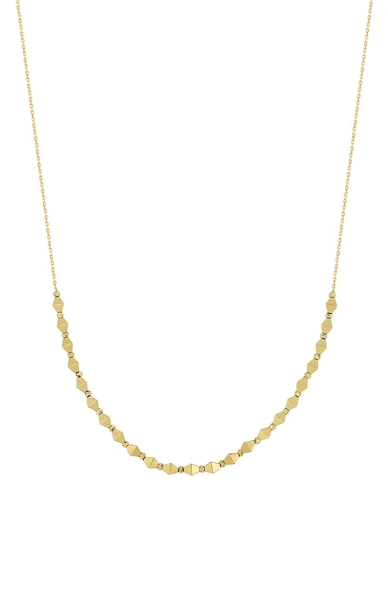 14K Gold Pyramid Link Necklace