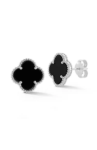 Onyx Clover Stud Earrings