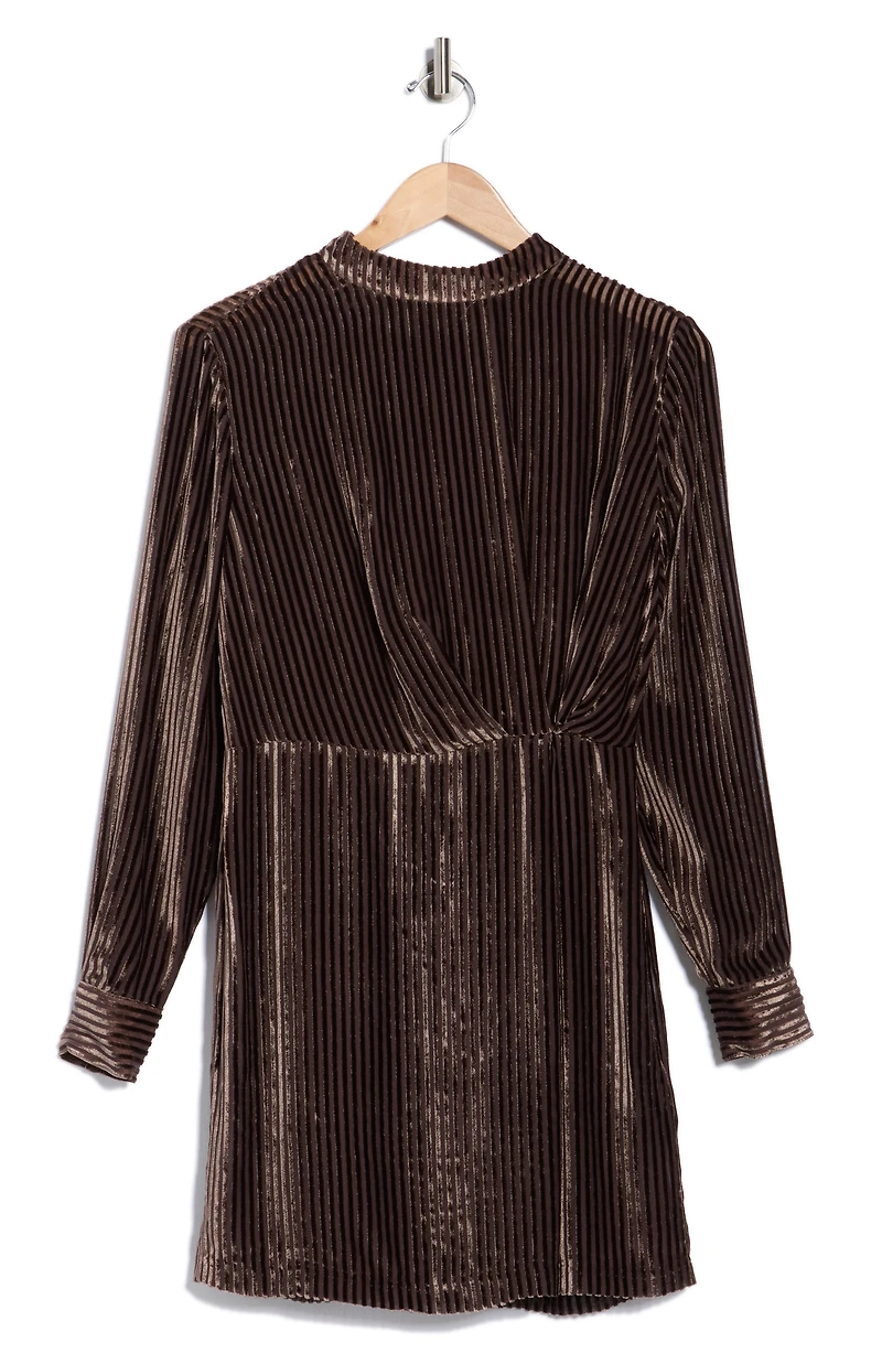 Lyla Long Sleeve Burnout Velvet Stripe Minidress