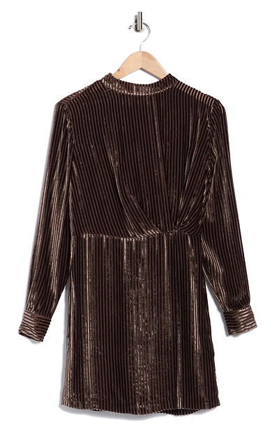 Lyla Long Sleeve Burnout Velvet Stripe Minidress