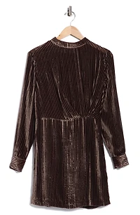 Lyla Long Sleeve Burnout Velvet Stripe Minidress