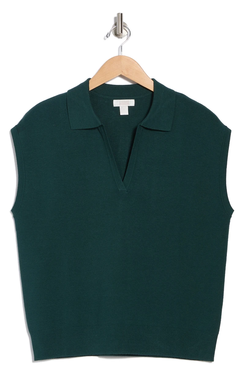 Sleeveless Popover Polo Sweater