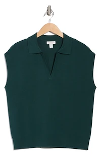Sleeveless Popover Polo Sweater