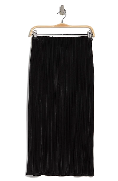 Solid Plissé Midi Skirt