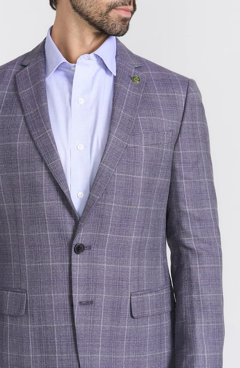 Lavender Plaid Wool Blend Sport Coat