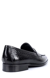 Carmine Croc Embossed Penny Loafer