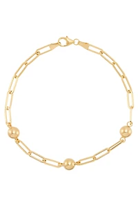 10K Yellow Gold Beaded Station Chain Bracelet