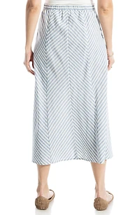 Yarn Dyed Button Front Maxi Skirt