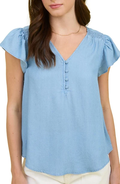 Flutter Sleeve Chambray Top